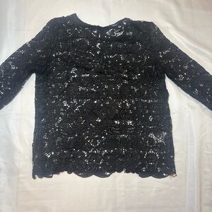 Forever 21 Women’s Small Black Lace Blouse Mid-Sleeve Length